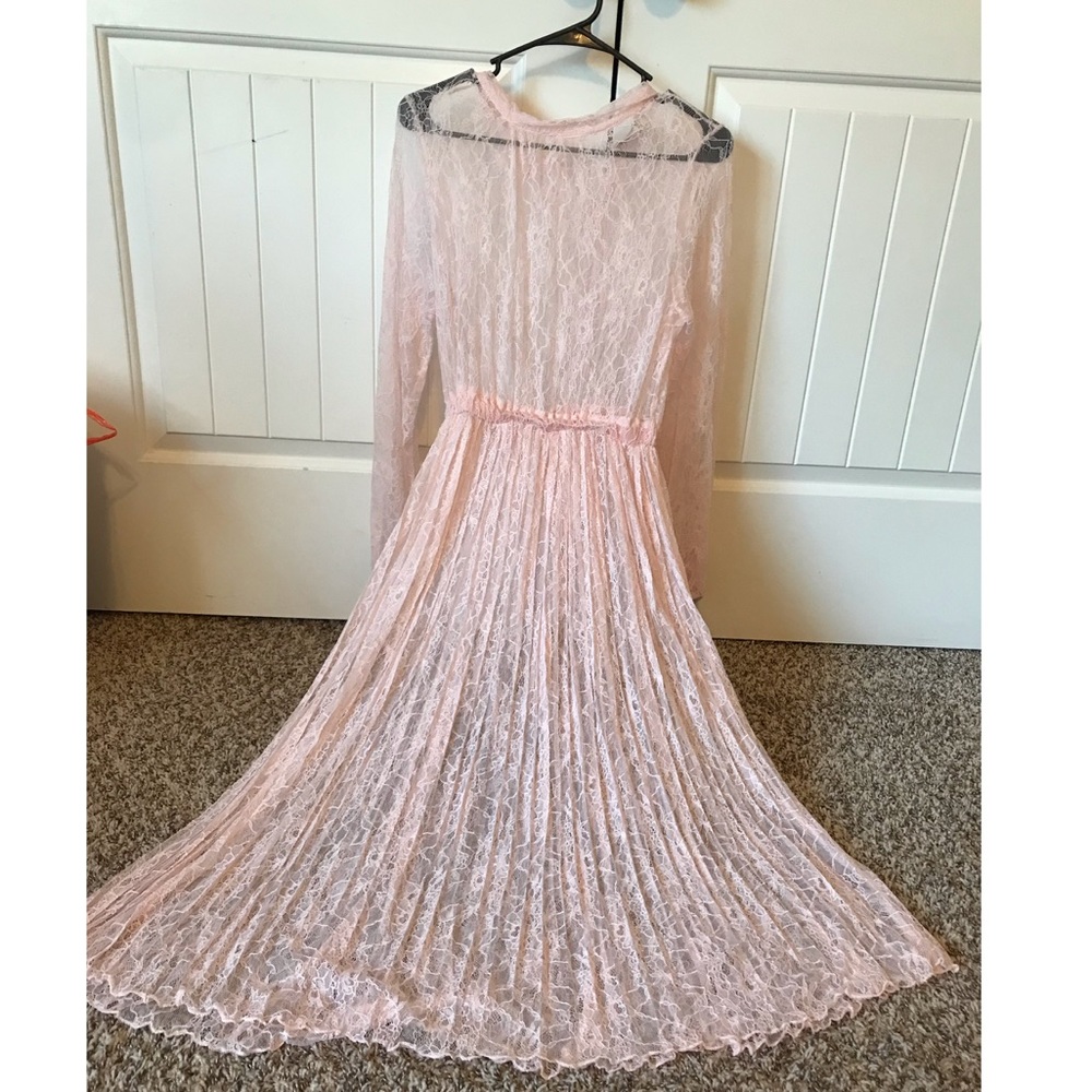 Soft baby rose pink lace dress